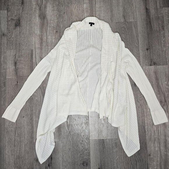 Talbots White Open Front Cardigan Sweater Medium small mark on sleeve - Picture 1 of 6